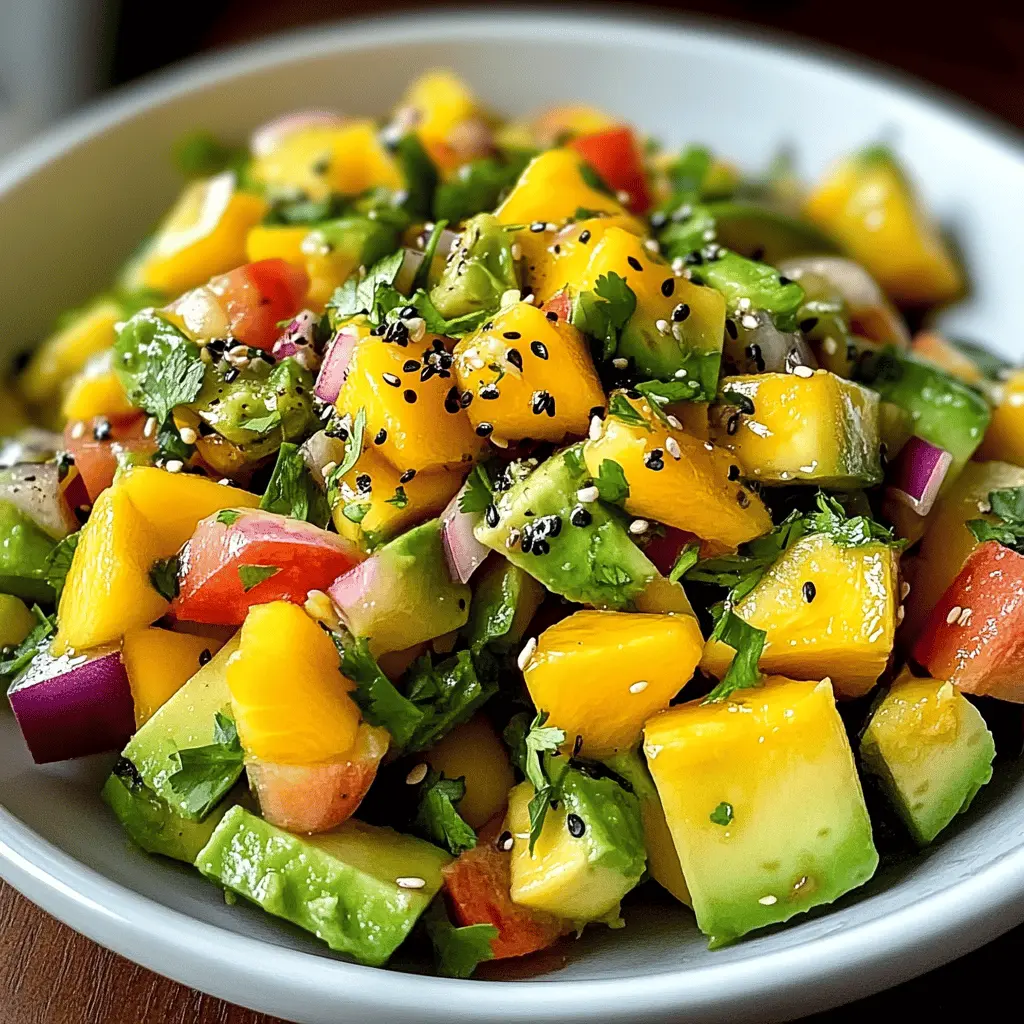 Brighten up your meal with this refreshing Avocado Mango Salad! Bursting with creamy avocado, sweet mango, and zesty lime, this salad is perfect for warm afternoons or as a light side dish. Whether you're hosting a barbecue or enjoying a quick lunch, don’t forget to save this recipe for a delightful twist on your usual salads!