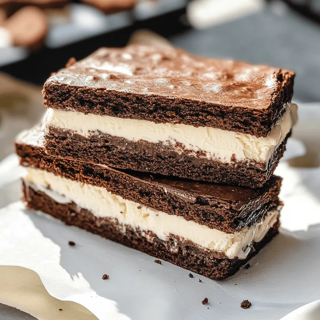 These Brownie Ice Cream Sandwiches combine rich chocolate brownies with creamy ice cream for a delightful treat! Perfect for summer picnics or cozy movie nights, they are easy to make and sure to impress. Save this recipe to enjoy delicious homemade desserts anytime you want to satisfy your sweet tooth!