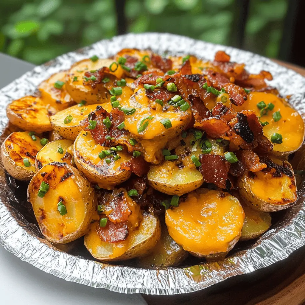 Fire up your grill for these Cheddar Bacon BBQ Grilled Potatoes that are bursting with flavor! Tender potatoes are tossed with savory bacon, melted cheddar, and a hint of BBQ sauce, creating a perfect side dish for any gathering. Save this recipe to impress your friends at your next cookout or family barbecue!