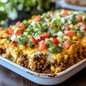This Cornbread Taco Bake is a fun twist on classic tacos! Layered with seasoned ground beef, zesty salsa, and topped with fluffy cornbread, it's a dish everyone will love. Perfect for weeknight dinners or casual gatherings, it’s quick to make and full of flavor. Save this recipe for a cozy family night or a game-day treat!