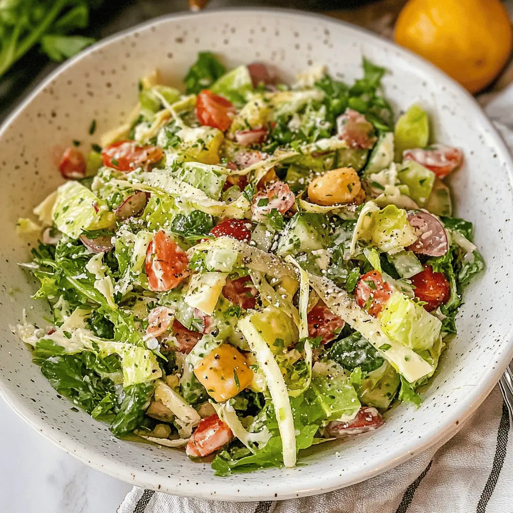 Elevate your meal with this famous La Scala Chopped Salad recipe! Packed with fresh vegetables, savory meats, and tangy dressing, this dish is a perfect balance of flavors. Great for lunch or as a side at your next dinner party. Save this recipe to enjoy a delightful and colorful salad anytime!
