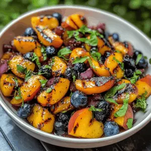 Fire up your taste buds with this delicious Grilled Peach Blueberry Salad! Juicy grilled peaches and fresh blueberries come together for a sweet and tangy flavor explosion, perfect for summer gatherings or a light lunch. Don’t forget to save this recipe for your next picnic or outdoor BBQ! Enjoy the vibrant colors and delightful taste!