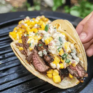 Get ready to excite your taste buds with these Grilled Steak Elote Tacos! Juicy grilled steak pairs perfectly with creamy, buttery elote flavors and fresh toppings. Perfect for a quick weeknight dinner or your next taco night. Save this recipe to bring a burst of flavor to your table anytime!