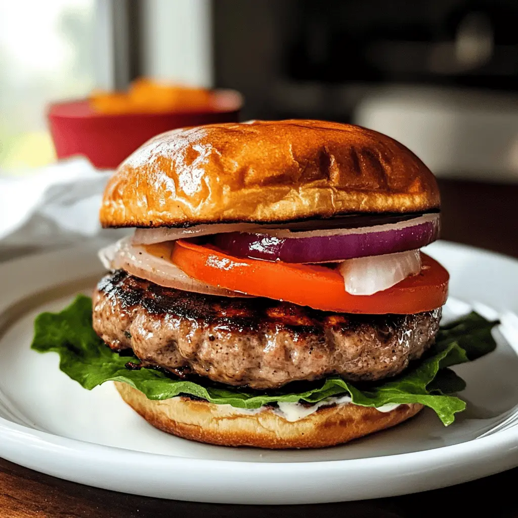 Looking for a healthy twist on classic burgers? These juicy grilled turkey burgers are packed with flavor and perfect for BBQs or weeknight dinners. Made with lean turkey and vibrant spices, they're light yet satisfying! Save this recipe for your next gathering or a quick, delicious meal at home! 🍔🌿