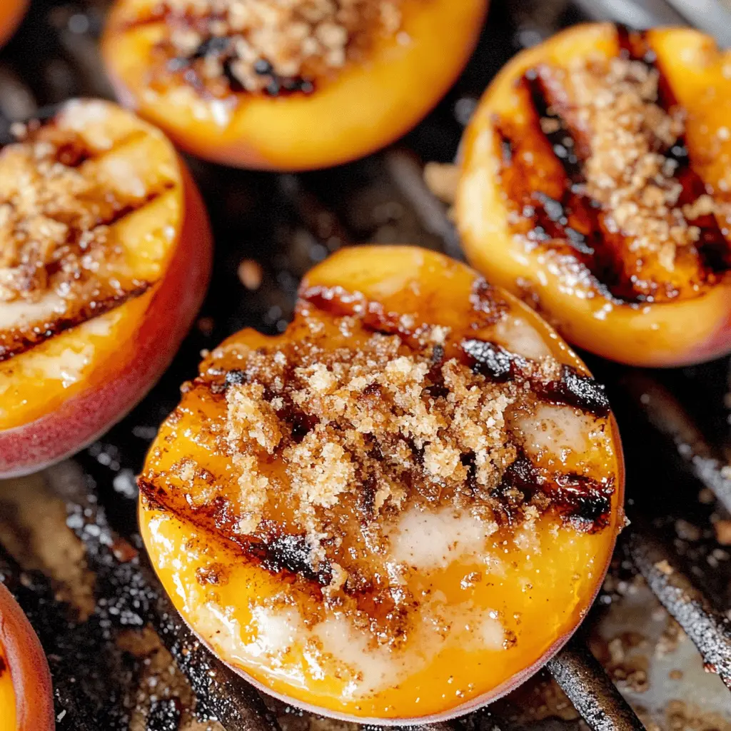 Sweet and juicy maple grilled peaches topped with crunchy almond cookie crumbs make the perfect summer treat! This simple recipe highlights the natural flavors of fresh peaches combined with the richness of maple syrup. Enjoy as a delightful dessert or a stunning addition to your next barbecue. Save this delicious recipe for your next warm gathering!
