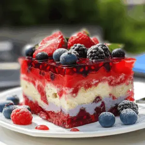Brighten up your summer with this delightful Summer Berry Jello Lasagna! Layers of fluffy cream cheese, fresh berries, and colorful jello create a stunning dessert that's both refreshing and light. Perfect for BBQs, picnics, or family gatherings, this recipe is a showstopper! Save this pin to impress your guests with a sweet treat they'll love!