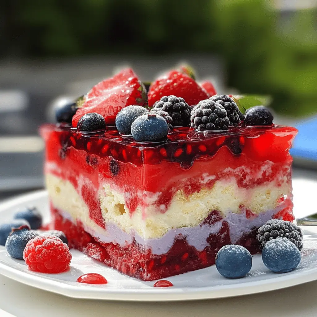 Brighten up your summer with this delightful Summer Berry Jello Lasagna! Layers of fluffy cream cheese, fresh berries, and colorful jello create a stunning dessert that's both refreshing and light. Perfect for BBQs, picnics, or family gatherings, this recipe is a showstopper! Save this pin to impress your guests with a sweet treat they'll love!