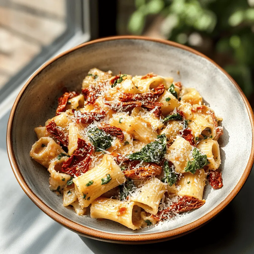 Bring the taste of Italy to your kitchen with this delightful Sun-Dried Tomato Pasta! Featuring the rich, tangy flavor of sun-dried tomatoes mixed with fresh herbs and garlic, this dish is perfect for a weeknight dinner or a special occasion. Save this recipe to impress your family and friends with a simple yet delicious meal that everyone will love!