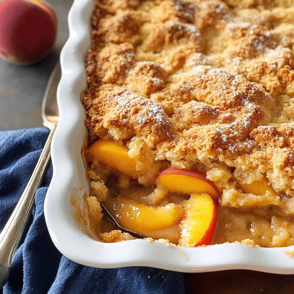 Enjoy the warmth of summer with this delicious Peach Cobbler recipe! Made with juicy peaches and a buttery, golden topping, it's the perfect dessert for gatherings or cozy nights at home. Whether served warm with ice cream or on its own, this cobbler is sure to please. Save this recipe and get ready to treat your friends and family at your next barbecue or dessert night!