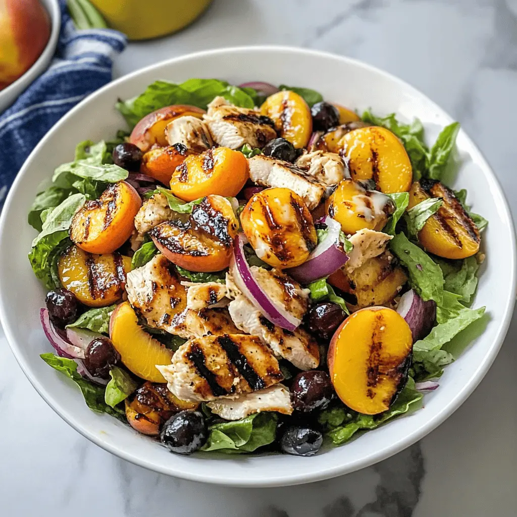 Looking for a refreshing twist on your usual salad? This Ultimate Grilled Peach Chicken Salad combines juicy grilled peaches with tender chicken, creating a blend of sweet and savory flavors. Perfect for summertime picnics or a light dinner at home! Save this easy recipe and impress your friends at your next gathering.