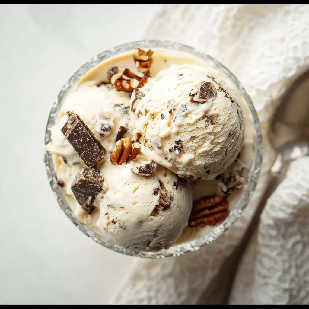 Brown Butter Ice Cream With Candied Pecans And Chocolate Chunks