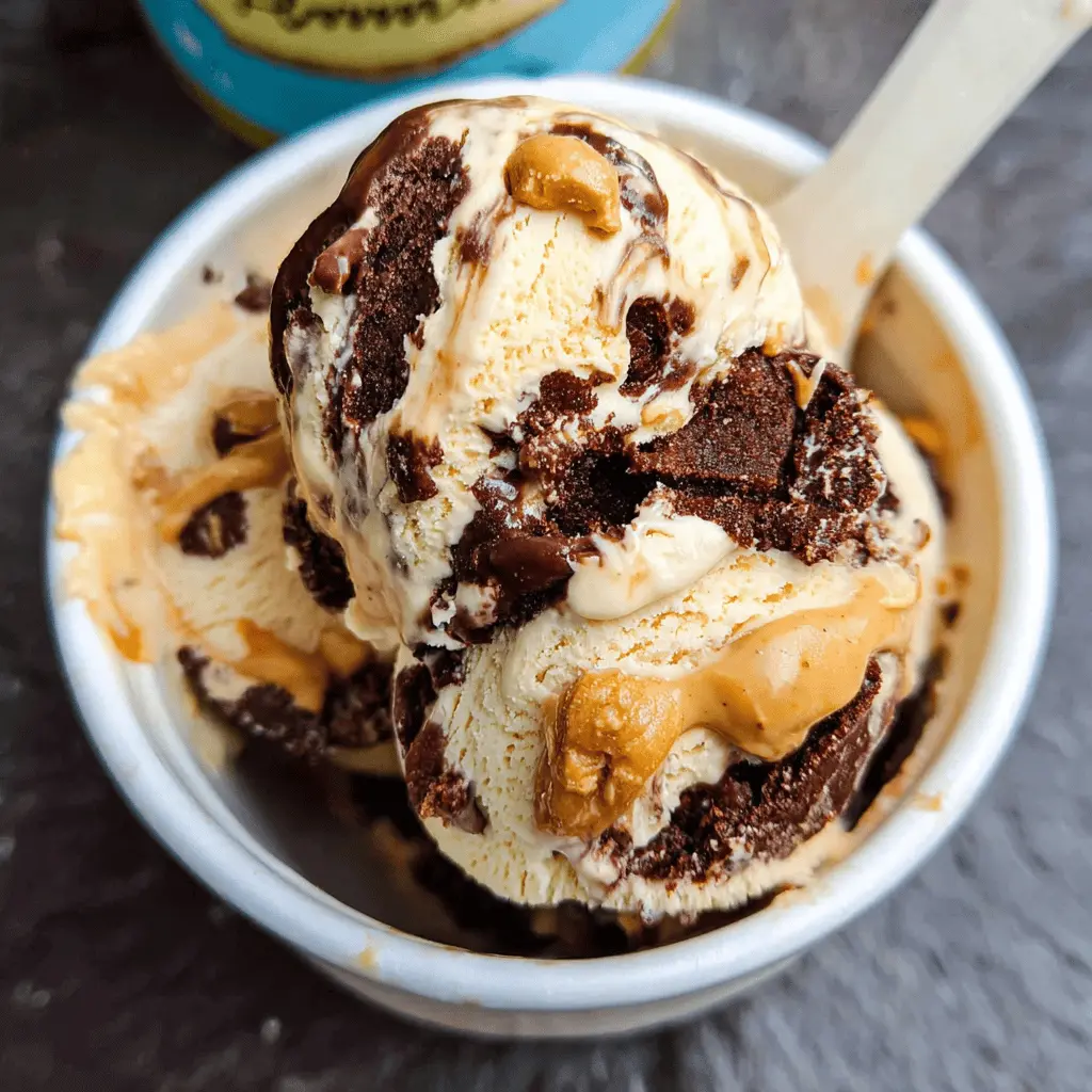 Easy Peanut Butter Brownie Ice Cream Recipe