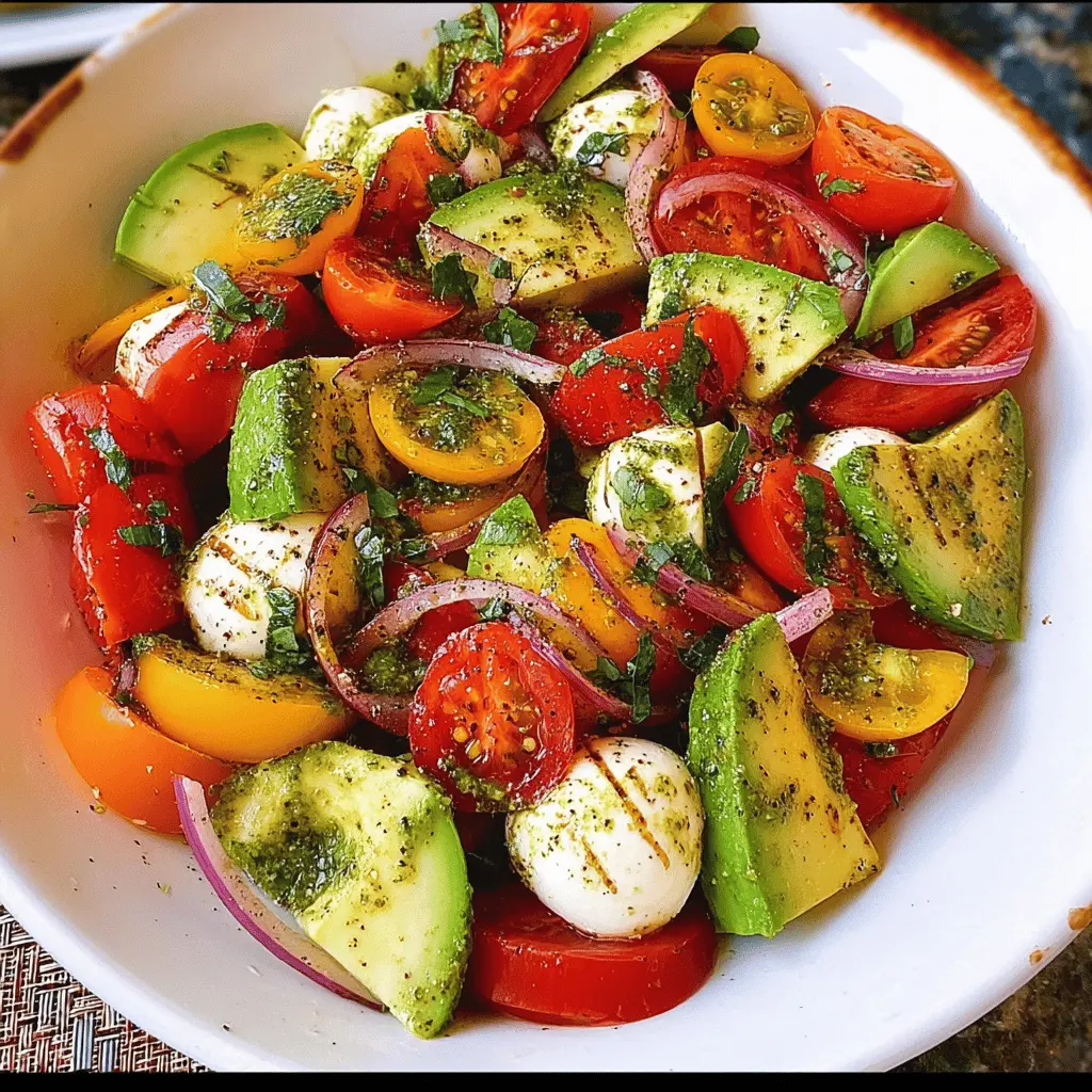 Easy Tomato Cucumber Salad with Avocado and Mozzarella