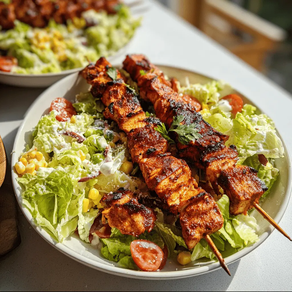 Easy BBQ Chicken Skewer Salad Recipe