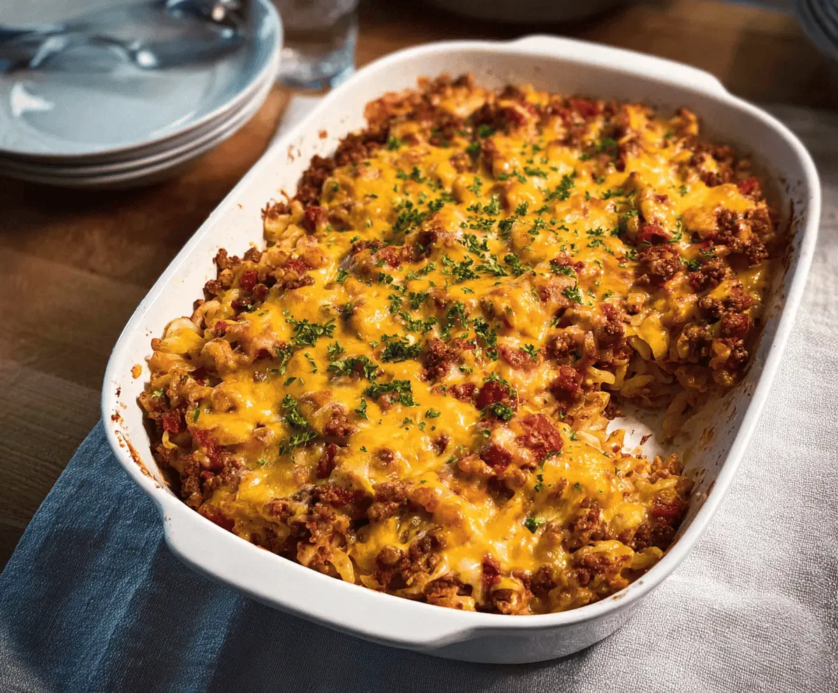Easy Cheesy Hamburger Casserole Recipe
