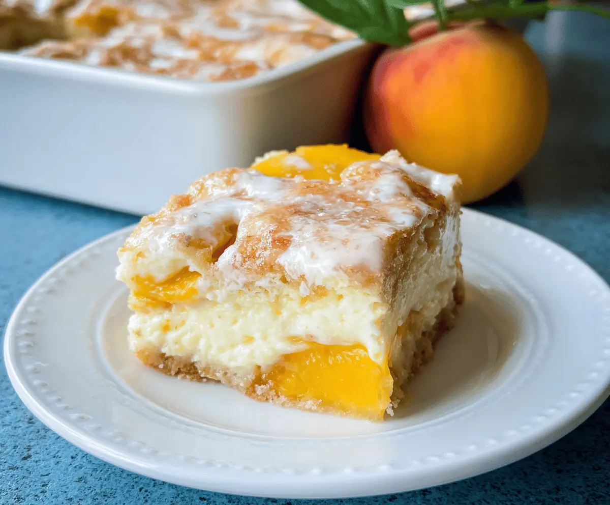 Easy Peaches and Cream Cheesecake Bars