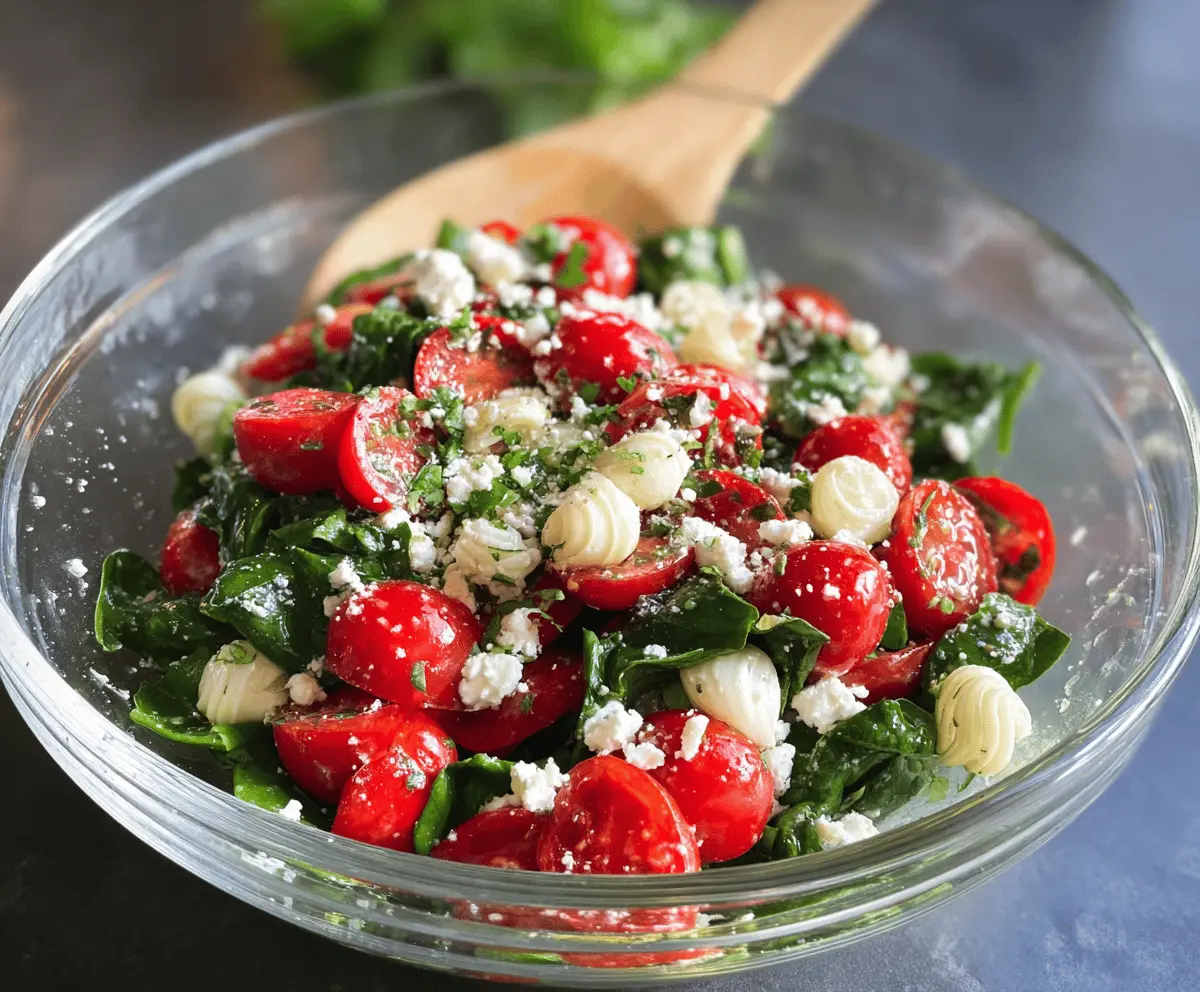 Fresh Spinach Tomato Salad With Feta Cheese