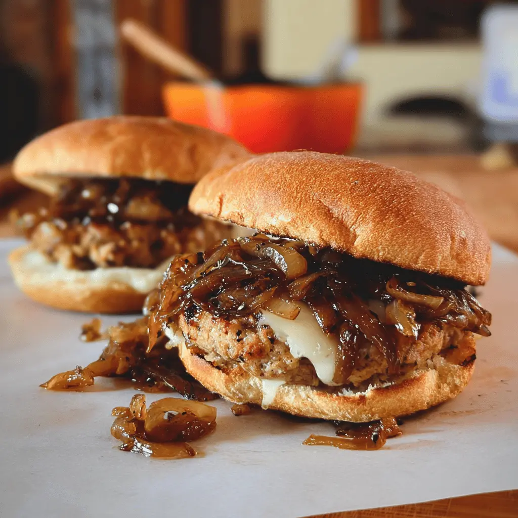 Healthy Balsamic Turkey Burgers with Caramelized Onions