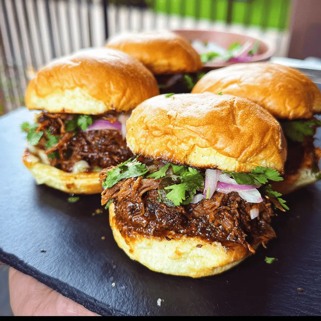 Smoked Beef Birria Burgers with Melty Cheese