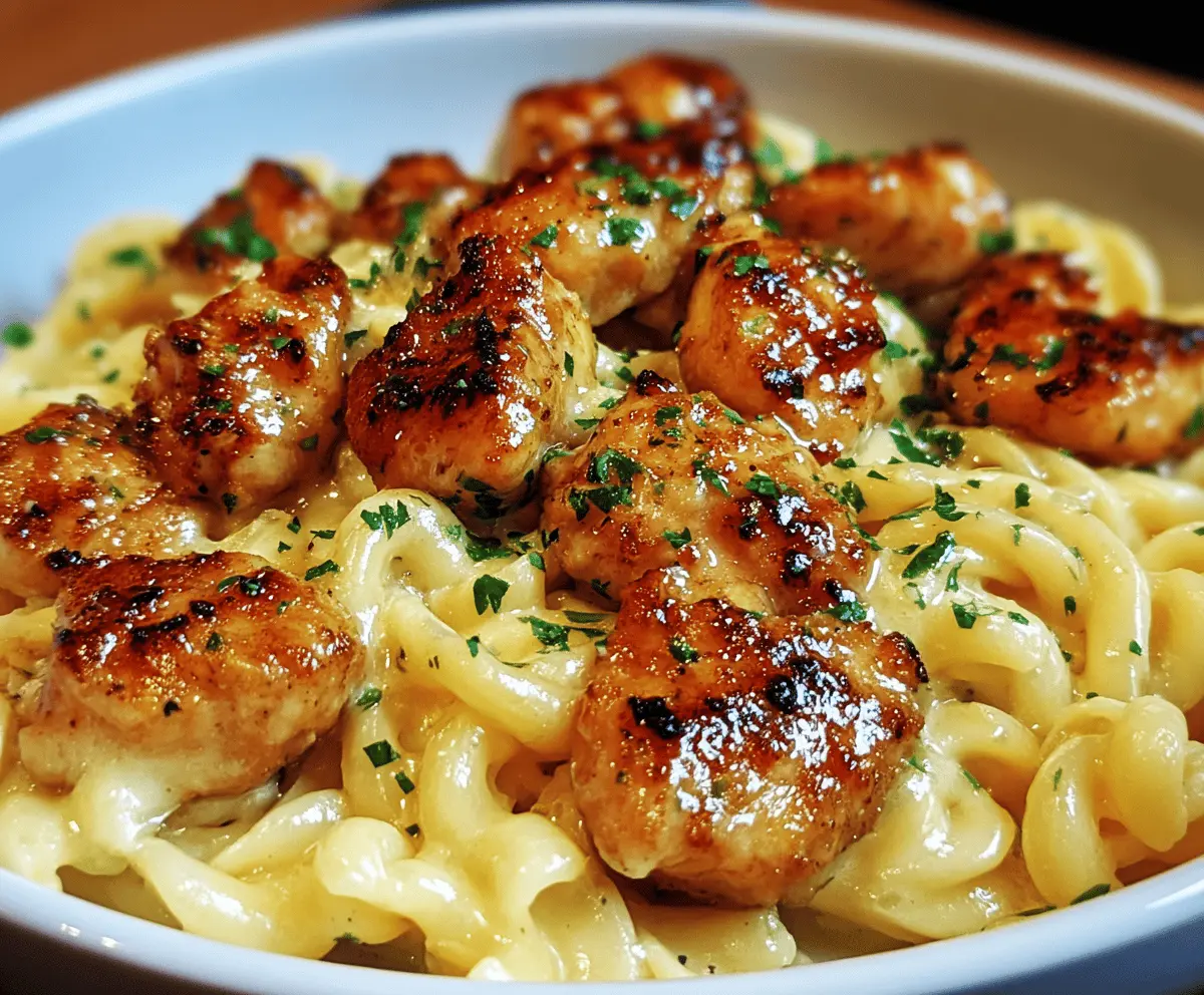 Garlic Butter Chicken Bites with Creamy Parmesan Pasta