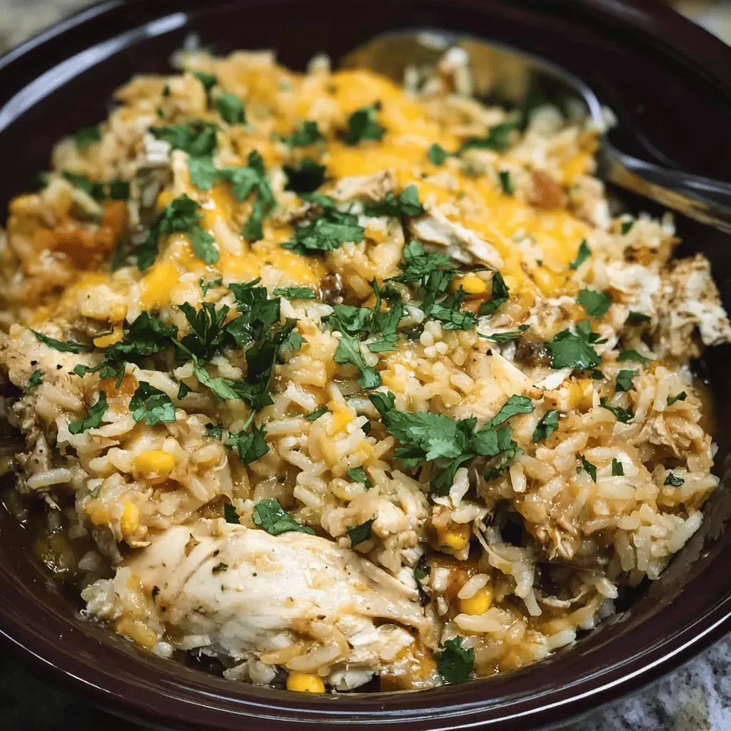 Easy Southwest Crock Pot Chicken and Rice Recipe