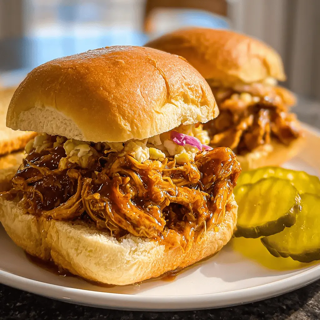 Easy Slow Cooker Hot Honey Chicken Sandwiches