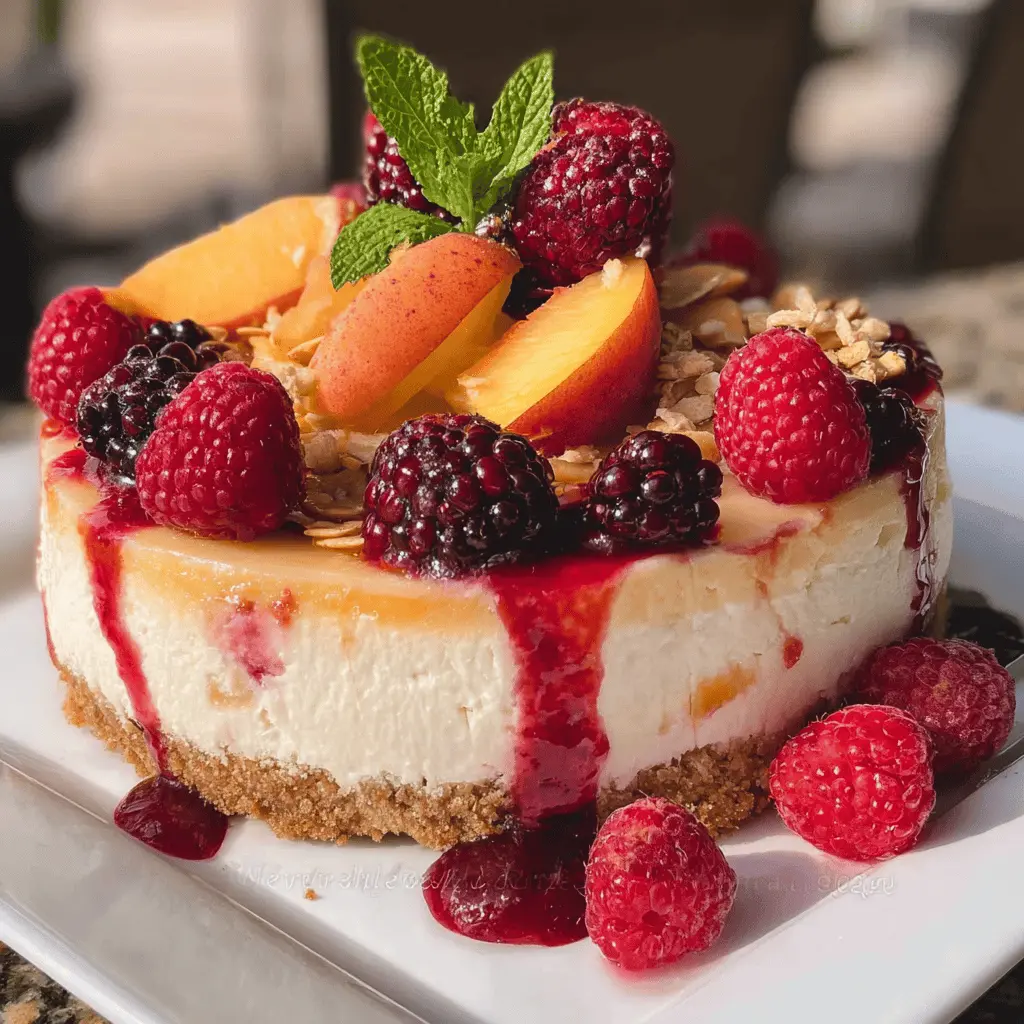 Fresh Summer Berry and Peach Cheesecake Recipe