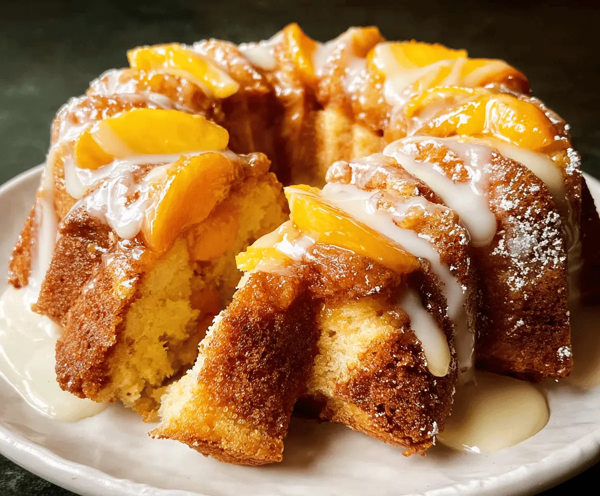 Peach Cobbler Pound Cake Recipe with Creamy Swirl