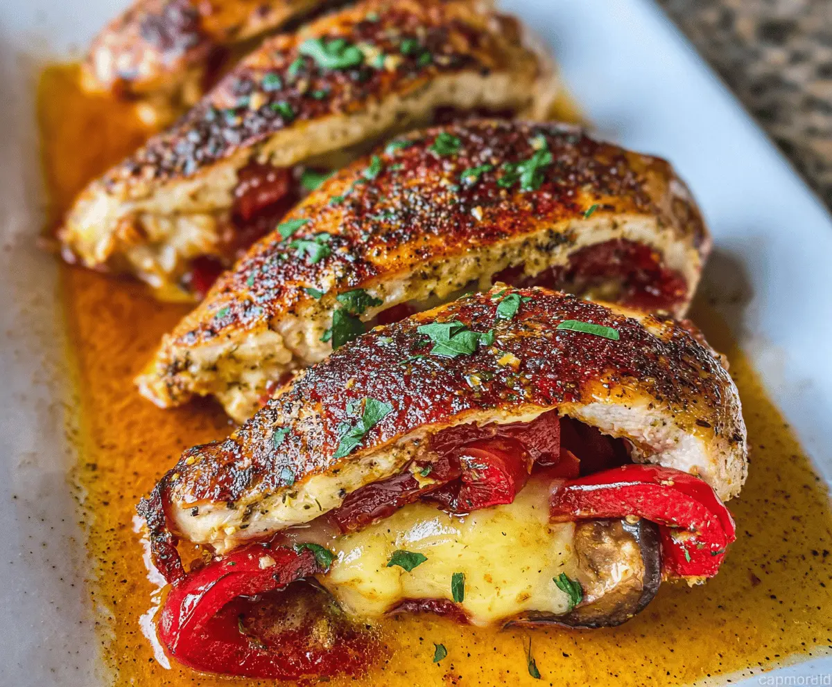 Easy Stuffed Chicken Breast with Roasted Peppers