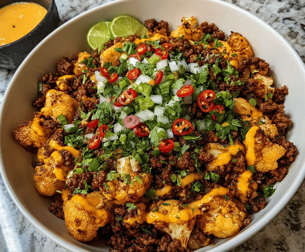 Crispy Chile Beef and Cauliflower Protein Bowls