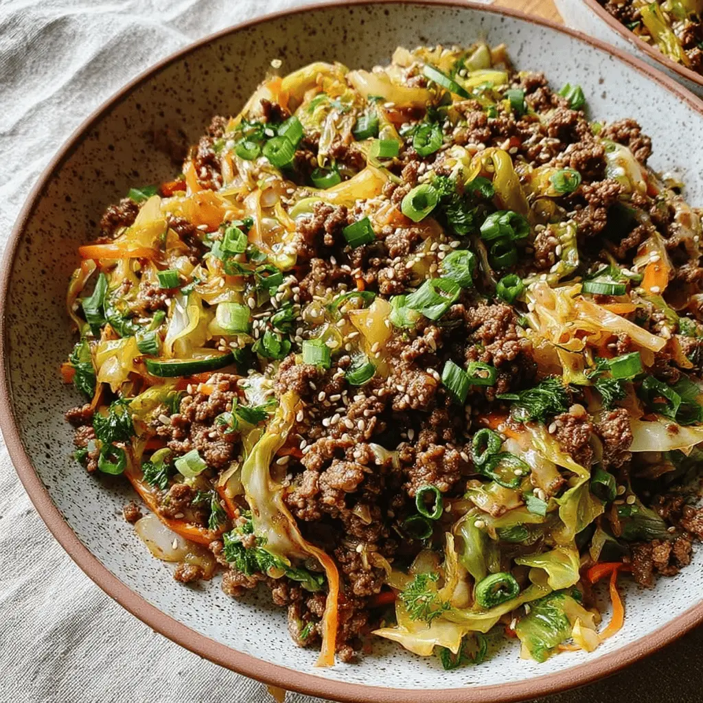 Easy Low-Carb Mongolian Beef and Cabbage Bowl