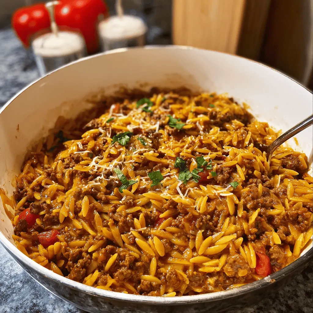 Easy Savory Ground Beef Orzo Dinner Recipe