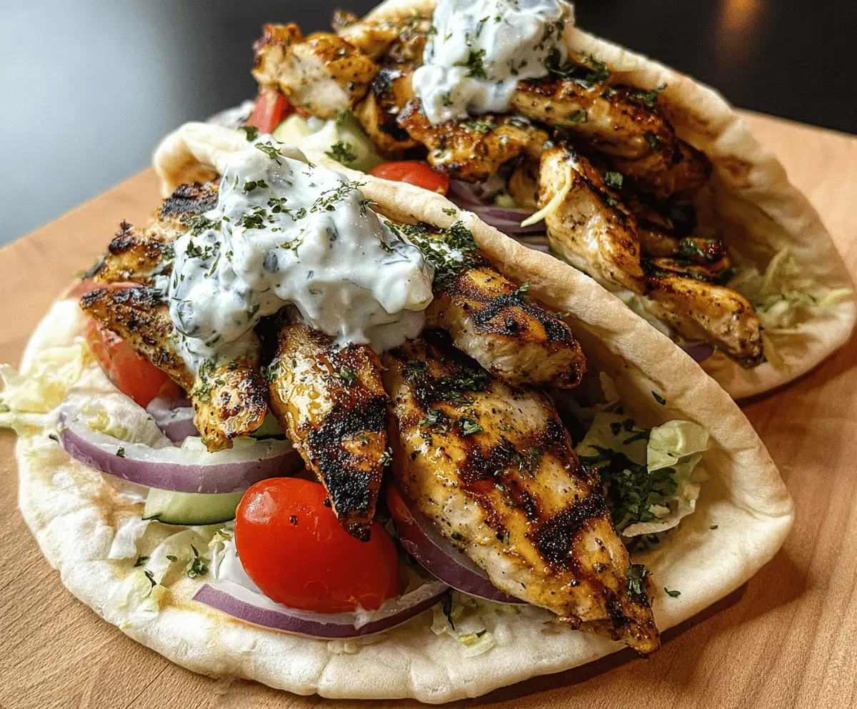 Greek Chicken Gyros with Lemon Herb Marinade and Tzatziki