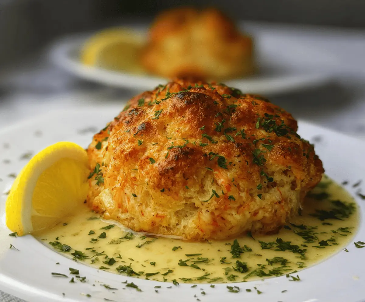 Crab Stuffed Cheddar Bay Biscuits with Lemon Butter