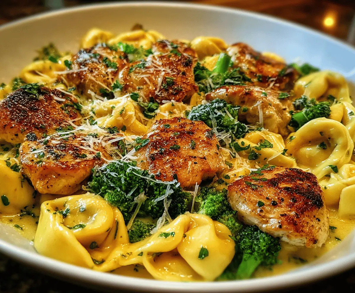 Creamy Garlic Parmesan Chicken Tortellini with Broccoli