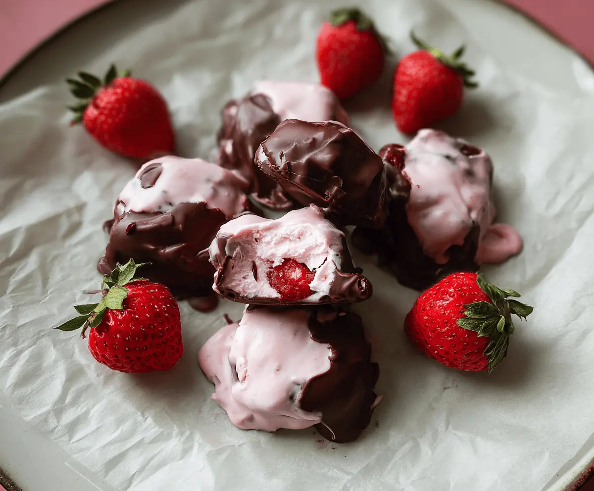 Easy Chocolate Strawberry Frozen Yogurt Bites Recipe