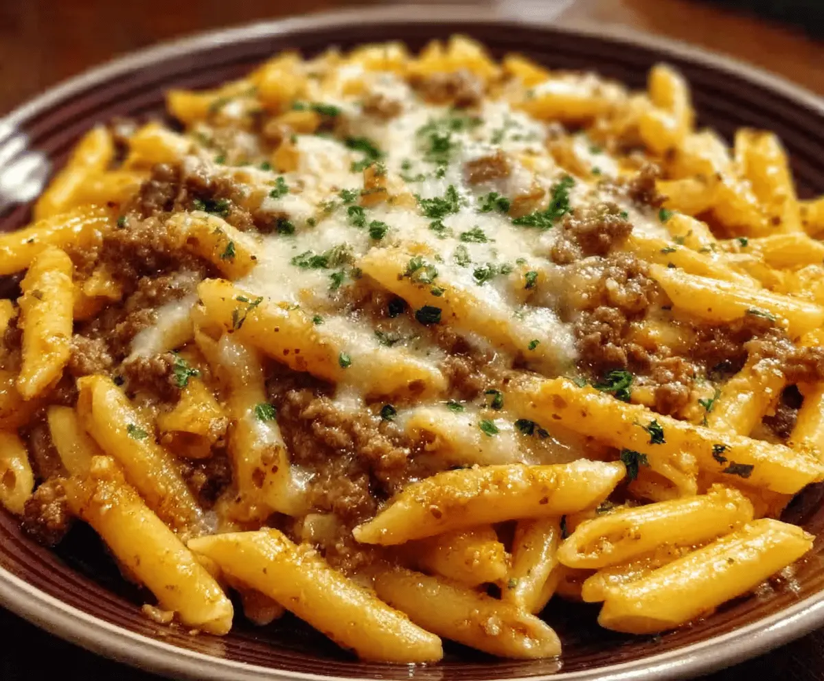 Cheesy Penne with Garlic Butter Beef Recipe