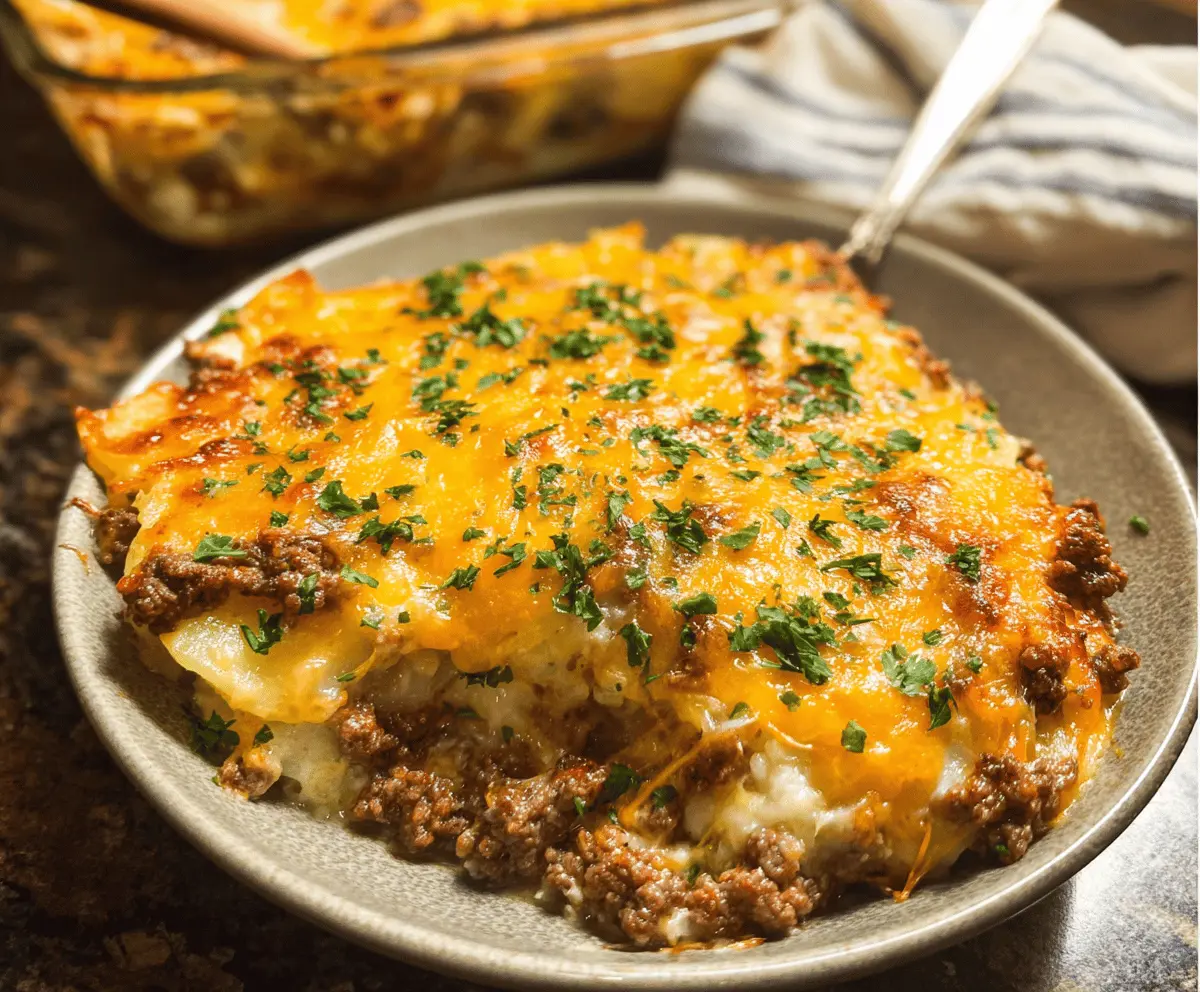 Easy Cheesy Ground Beef and Potato Casserole