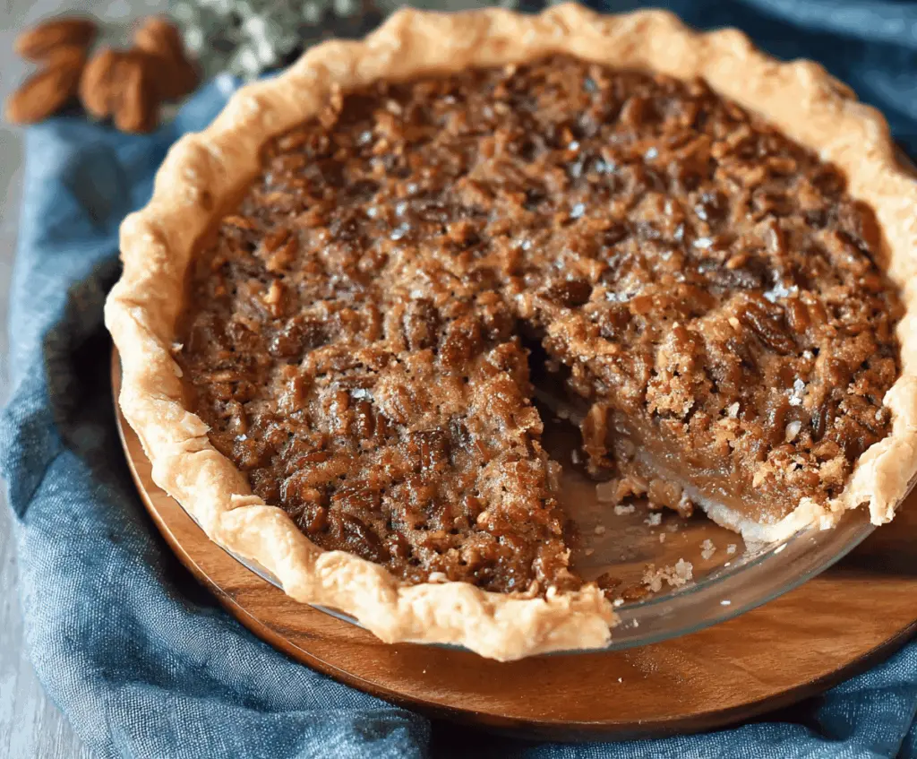 Delicious homemade Brown Sugar Pecan Pie topped with toasted pecans and golden crust, perfect for dessert or special occasions.