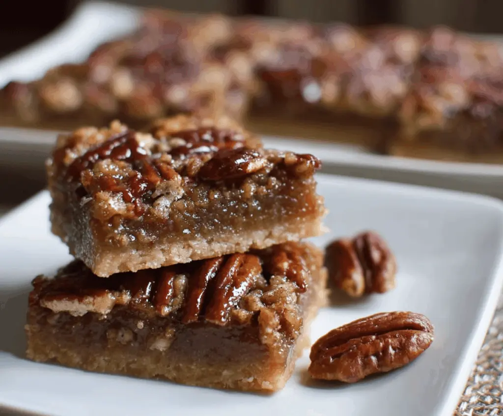 Delicious Maple Pecan Pie Bars with golden crust, gooey maple filling, and crunchy pecans on top, perfect for dessert or special occasions.