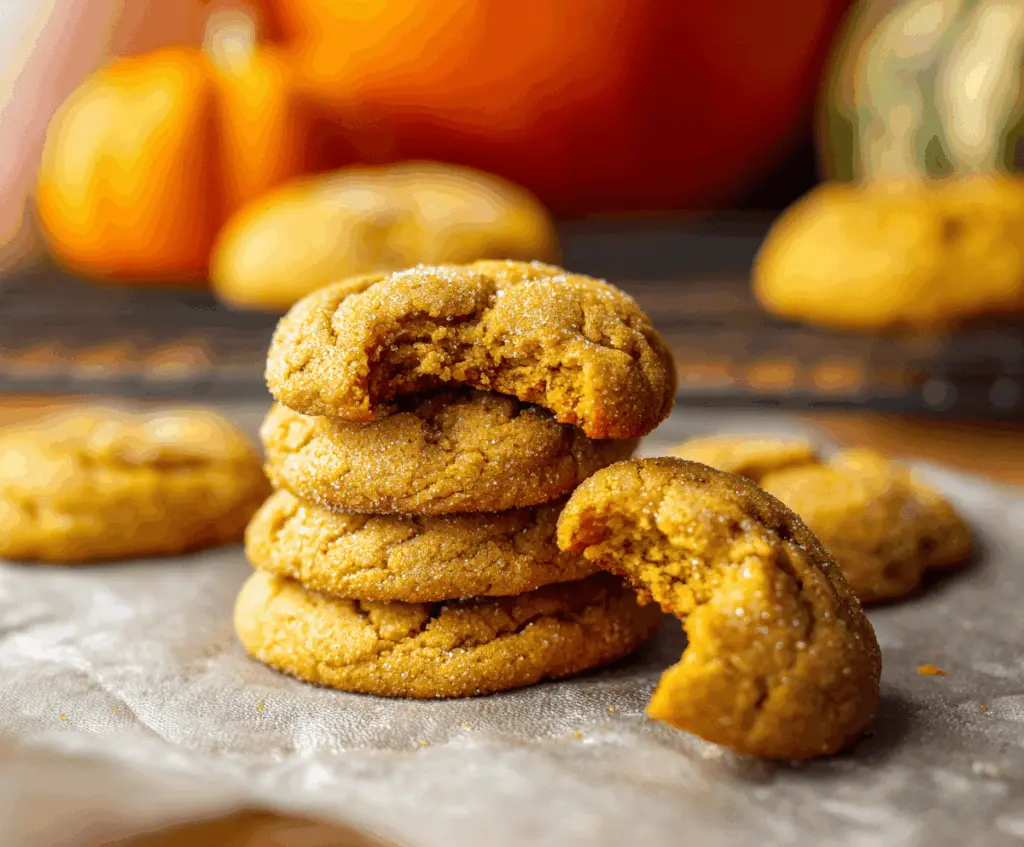 Delicious homemade Pumpkin Brown Sugar Cookies topped with cinnamon and sugar, perfect for fall treats and festive baking.