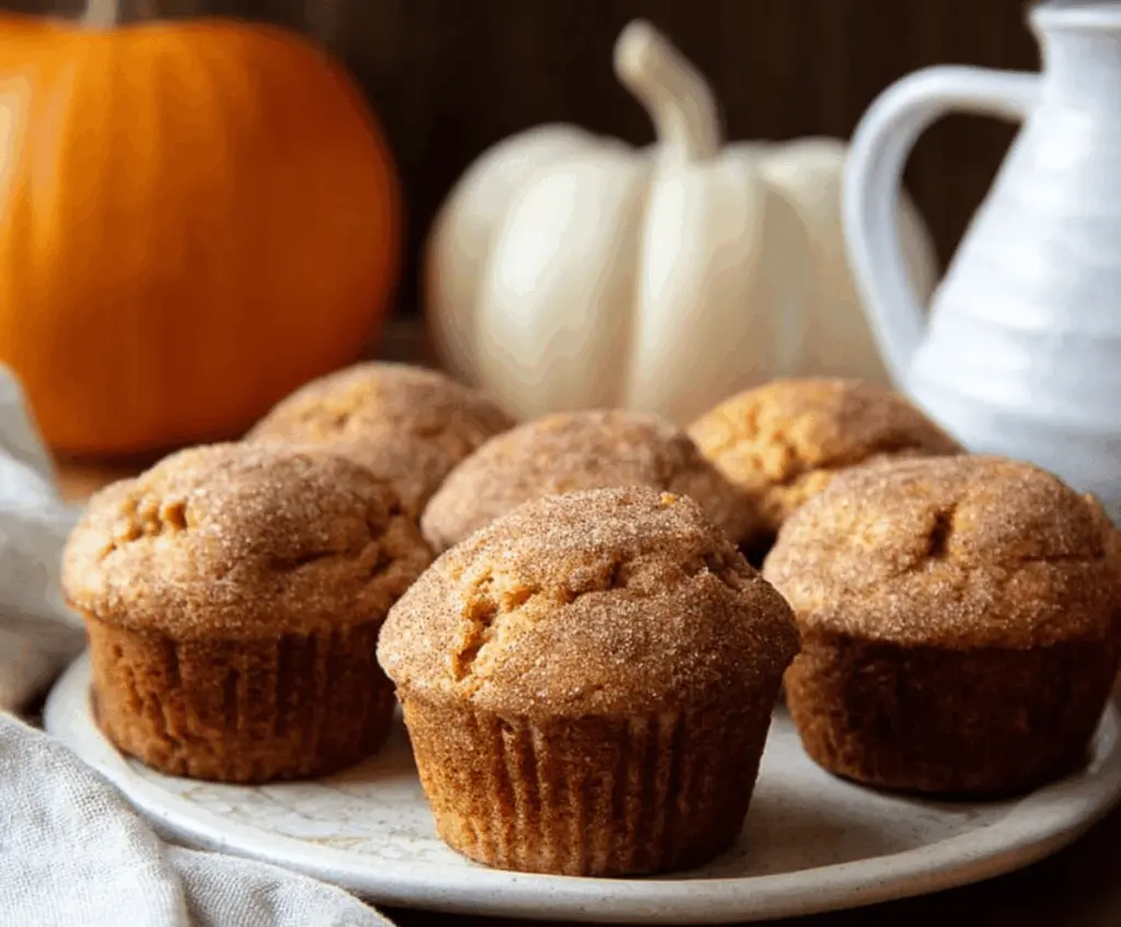 Delicious Pumpkin Snickerdoodle Muffins topped with cinnamon sugar, perfect for fall baking