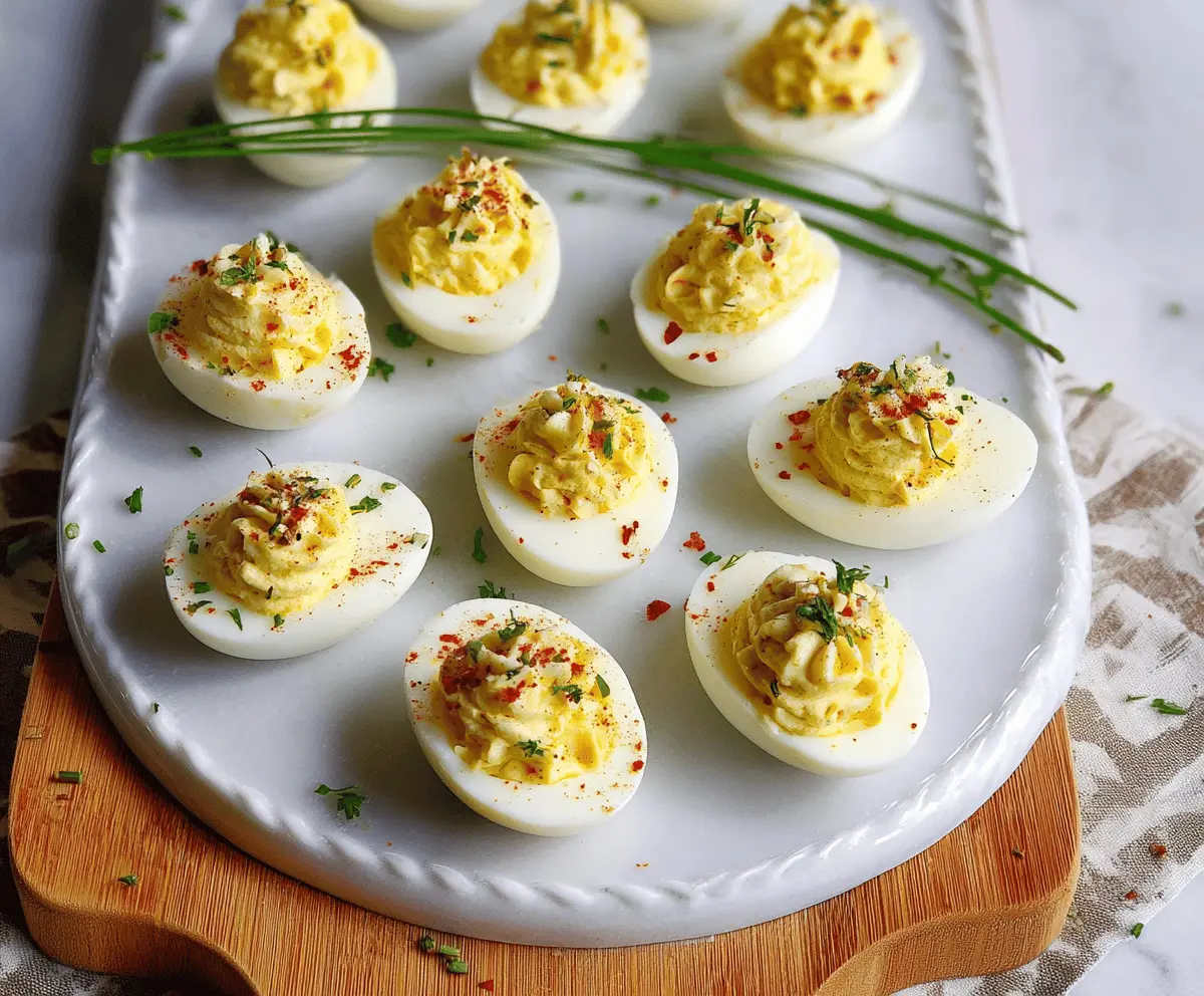 Creamy Boursin deviled eggs garnished with herbs and paprika, perfect for appetizers.