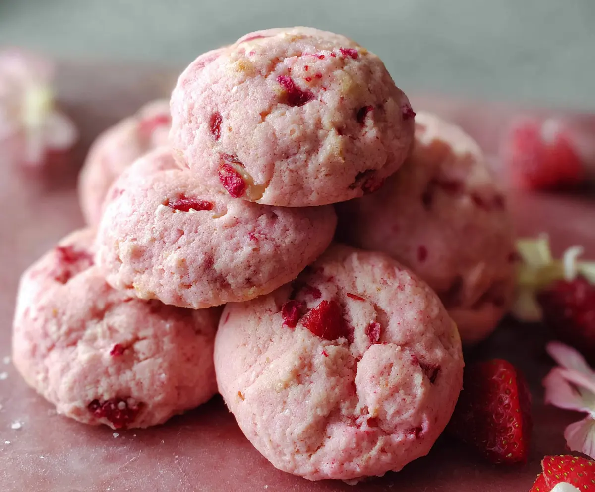 Delicious fluffy strawberry and raspberry cookies with vibrant fruit toppings.