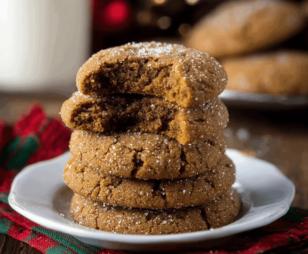 Homemade gingerbread molasses cookies with festive decoration on a baking tray