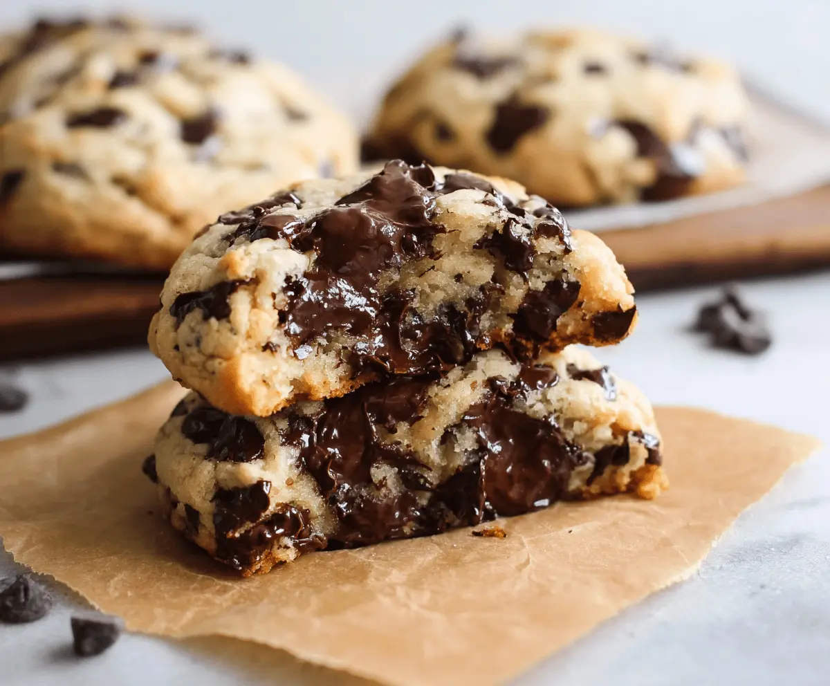 Delicious Levain Bakery chocolate chip cookies fresh out of the oven with gooey chocolate chips.