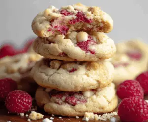 Delicious Raspberry Cheesecake Cookies with fresh raspberries and creamy cheesecake filling.