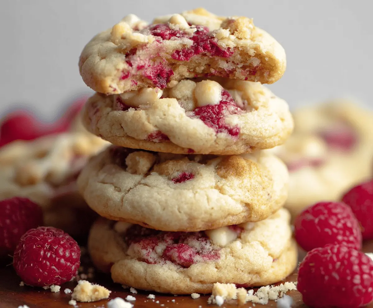 Delicious Raspberry Cheesecake Cookies with fresh raspberries and creamy cheesecake filling.