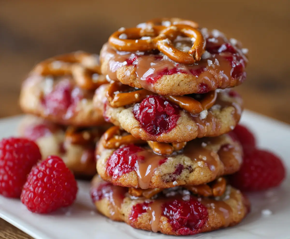 Delicious raspberry pretzel cookies with a sweet and salty flavor