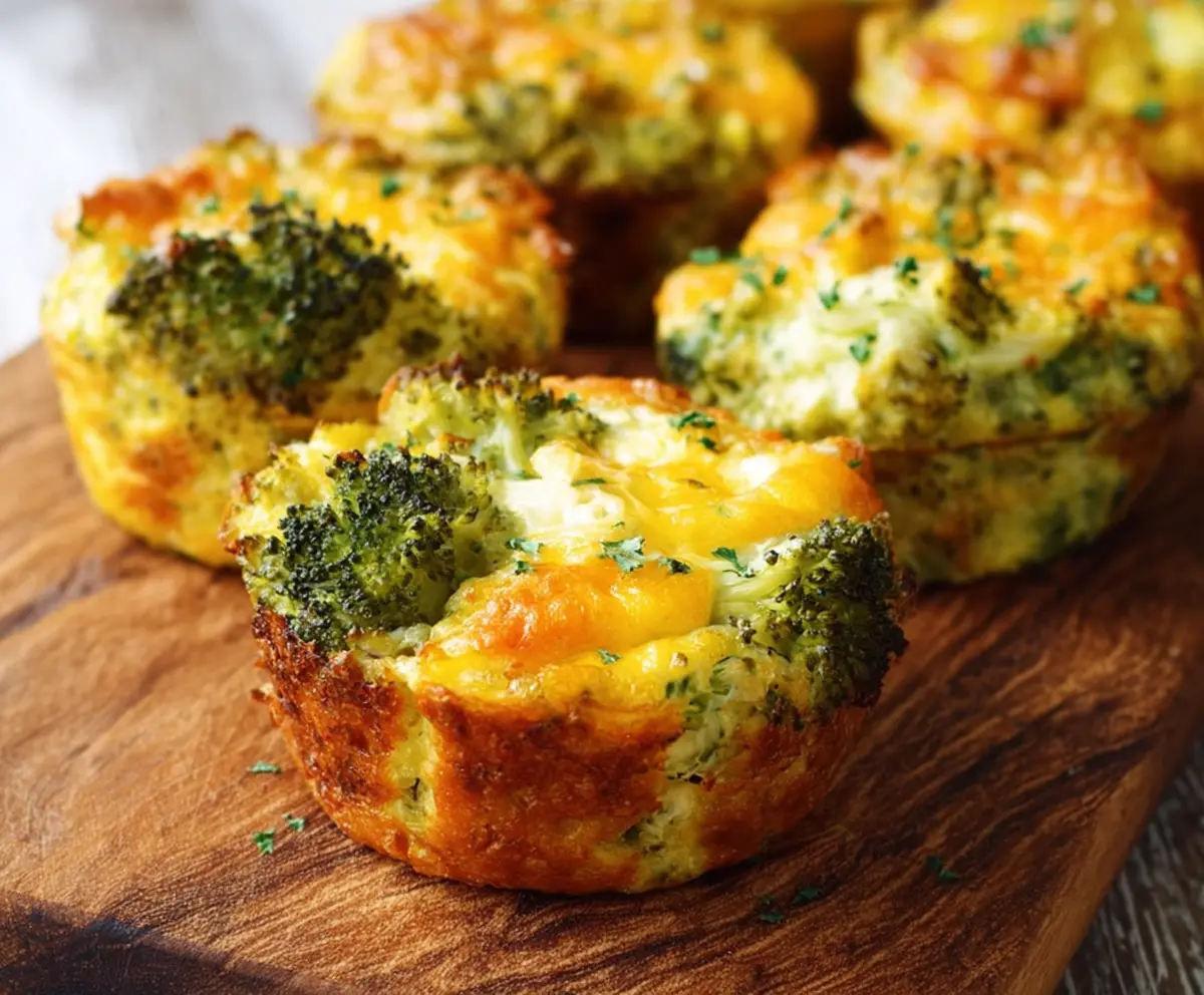 Delicious Cheesy Broccoli Protein Muffins fresh out of the oven, showcasing a healthy and cheesy snack option.